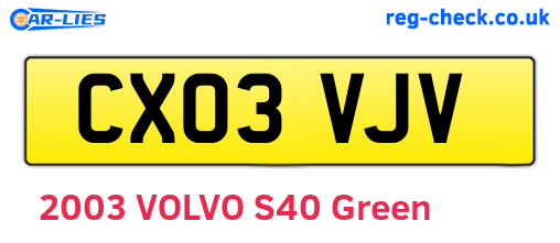CX03VJV are the vehicle registration plates.