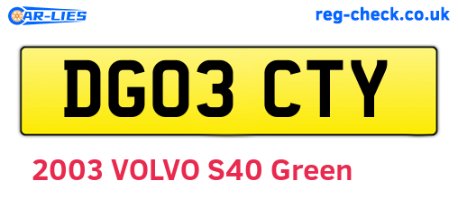 DG03CTY are the vehicle registration plates.