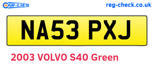 NA53PXJ are the vehicle registration plates.