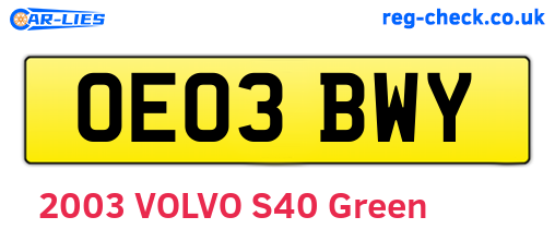 OE03BWY are the vehicle registration plates.