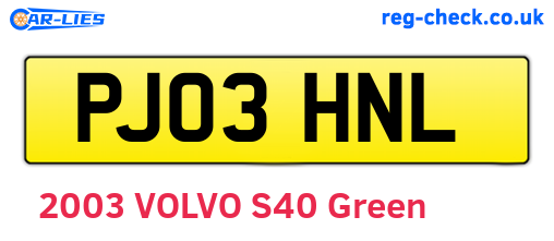 PJ03HNL are the vehicle registration plates.