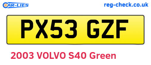 PX53GZF are the vehicle registration plates.