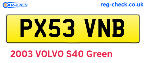PX53VNB are the vehicle registration plates.