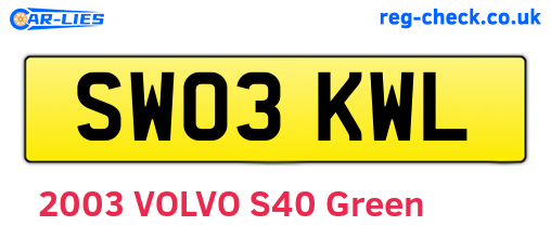 SW03KWL are the vehicle registration plates.