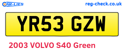 YR53GZW are the vehicle registration plates.