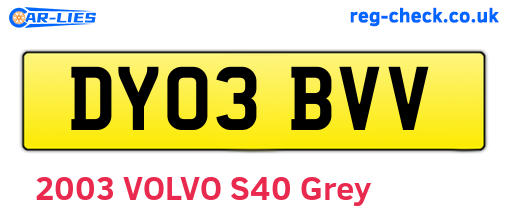 DY03BVV are the vehicle registration plates.