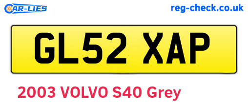 GL52XAP are the vehicle registration plates.