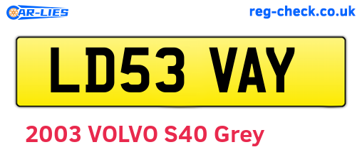LD53VAY are the vehicle registration plates.