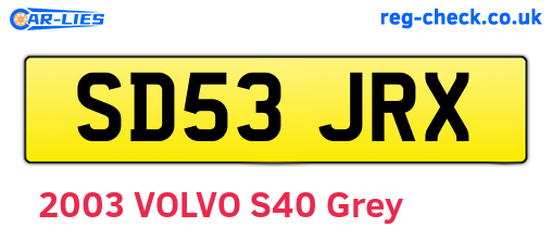 SD53JRX are the vehicle registration plates.