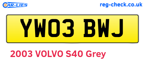 YW03BWJ are the vehicle registration plates.