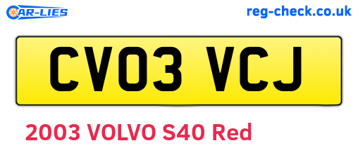 CV03VCJ are the vehicle registration plates.