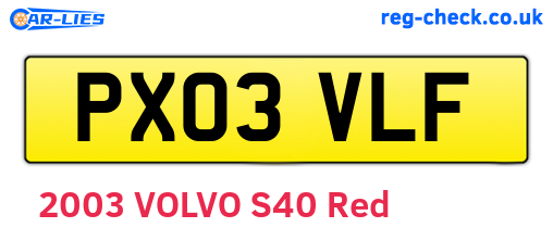 PX03VLF are the vehicle registration plates.