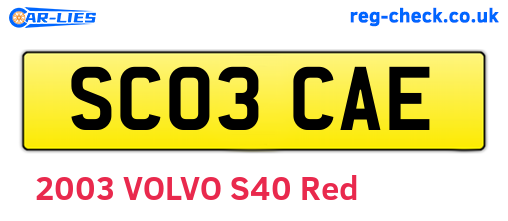 SC03CAE are the vehicle registration plates.