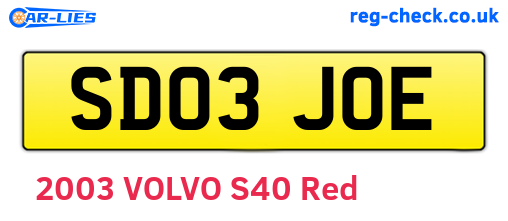 SD03JOE are the vehicle registration plates.