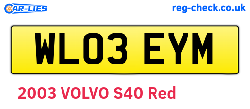 WL03EYM are the vehicle registration plates.