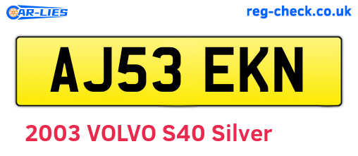 AJ53EKN are the vehicle registration plates.
