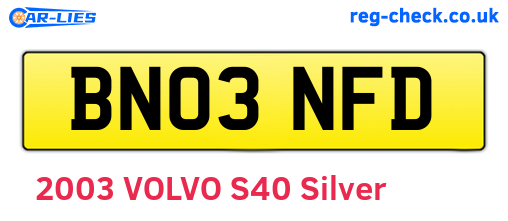 BN03NFD are the vehicle registration plates.
