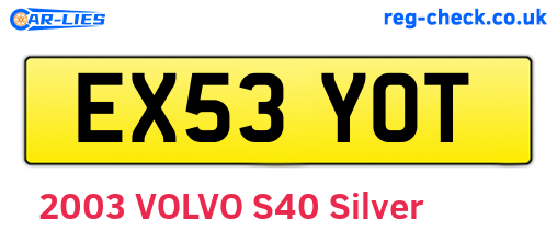 EX53YOT are the vehicle registration plates.