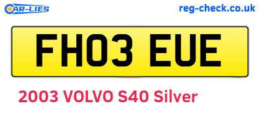FH03EUE are the vehicle registration plates.