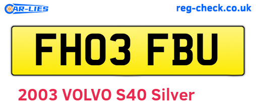 FH03FBU are the vehicle registration plates.