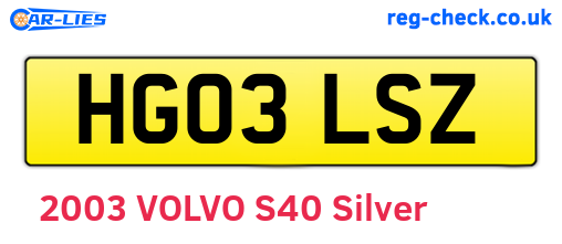 HG03LSZ are the vehicle registration plates.