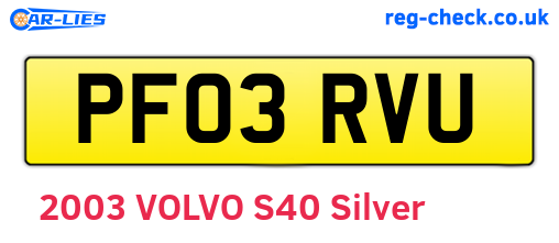 PF03RVU are the vehicle registration plates.