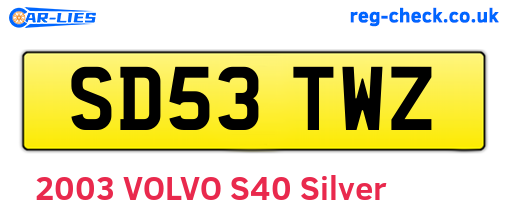 SD53TWZ are the vehicle registration plates.