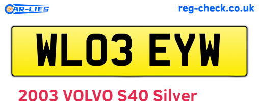 WL03EYW are the vehicle registration plates.