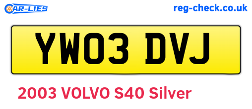 YW03DVJ are the vehicle registration plates.