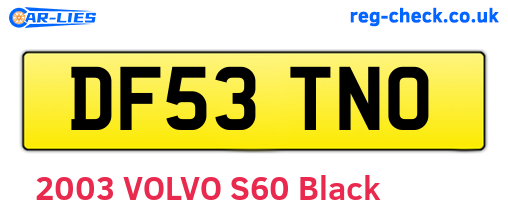 DF53TNO are the vehicle registration plates.