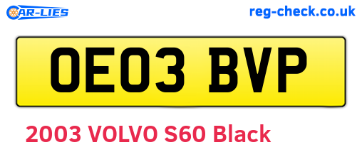 OE03BVP are the vehicle registration plates.