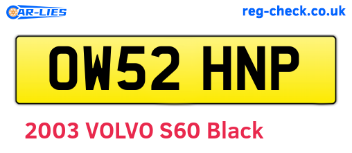 OW52HNP are the vehicle registration plates.
