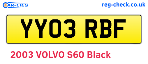 YY03RBF are the vehicle registration plates.