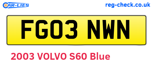 FG03NWN are the vehicle registration plates.