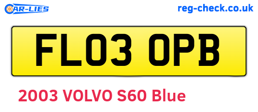 FL03OPB are the vehicle registration plates.