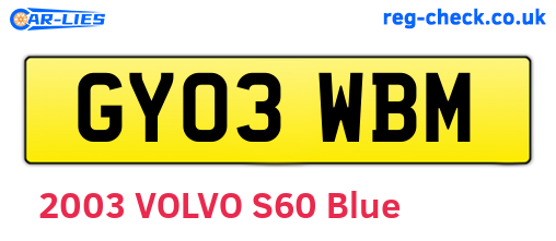 GY03WBM are the vehicle registration plates.