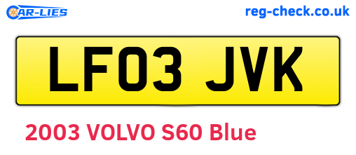 LF03JVK are the vehicle registration plates.