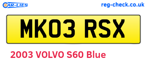 MK03RSX are the vehicle registration plates.