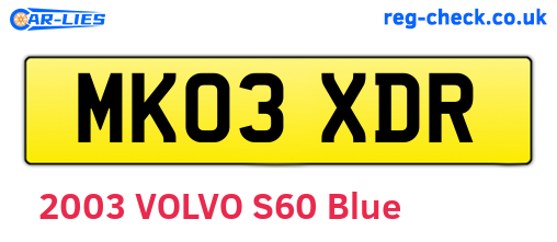MK03XDR are the vehicle registration plates.