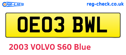 OE03BWL are the vehicle registration plates.