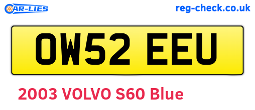 OW52EEU are the vehicle registration plates.