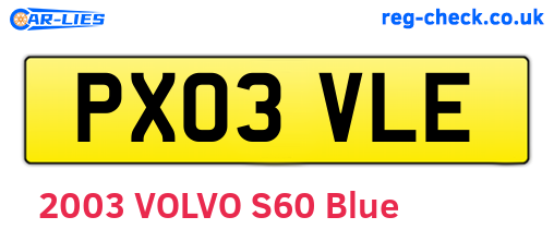 PX03VLE are the vehicle registration plates.