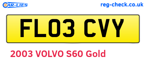 FL03CVY are the vehicle registration plates.