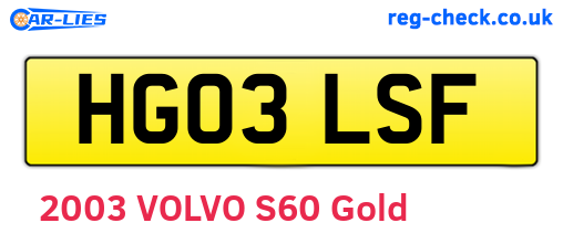 HG03LSF are the vehicle registration plates.