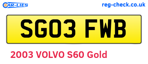 SG03FWB are the vehicle registration plates.