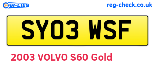 SY03WSF are the vehicle registration plates.