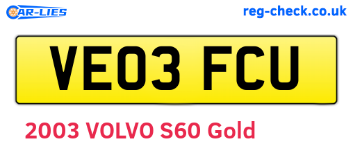 VE03FCU are the vehicle registration plates.