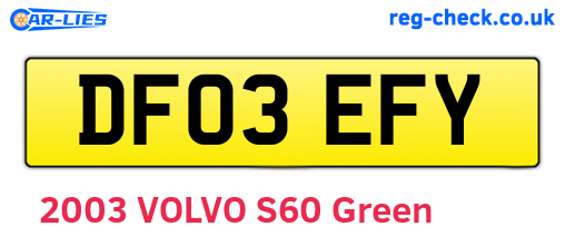 DF03EFY are the vehicle registration plates.