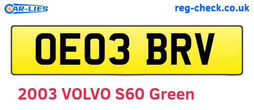 OE03BRV are the vehicle registration plates.