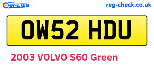 OW52HDU are the vehicle registration plates.